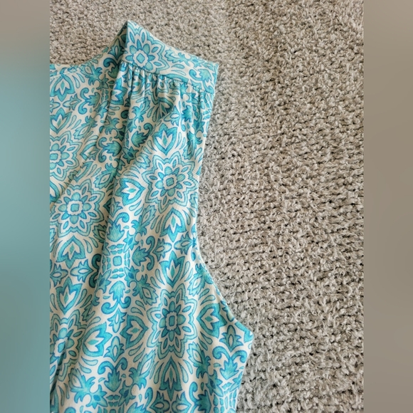 Lands' End Sleeveless Aqua Patterned Maxi Dress Size XS - Picture 4 of 7